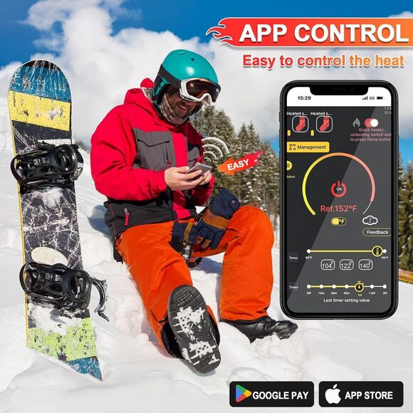 SNOW LEOPARD Rechargeable Heated Socks w App Control Batteries Black Large - Picture 4 of 11